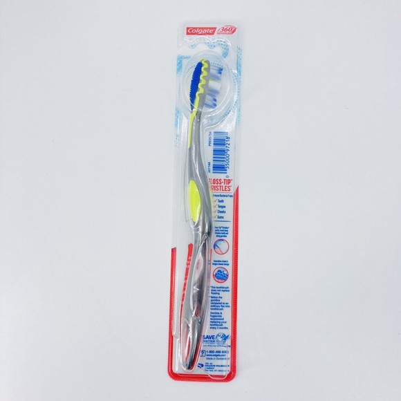 Colgate 360 Advanced Floss-Tip Soft Bristles Toothbrush Tongue Cleaner Yellow - Picture 2 of 2